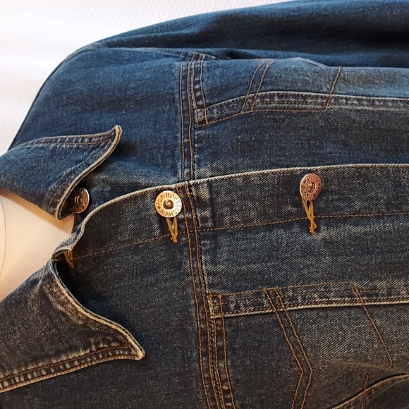 Funhouse Jeans Women's Coat Jacket Y2K Denim Tan Quilted Lining Hip Leng… - Picture 2 of 16